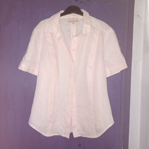 FENN WRIGHT MANSON PINK LINEN SHIRT SIZE 16 - Picture 1 of 2