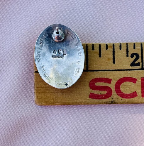 Pendientes Navajo Nativo Americano Plata Esterlina Azul Turquesa Firmados GDL - Imagen 4 de 5