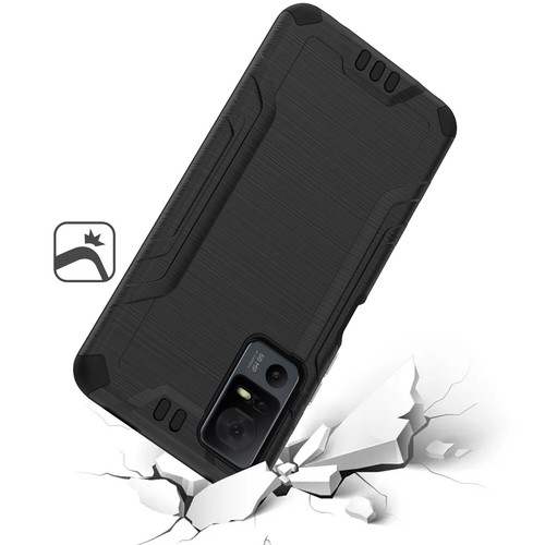 For TCL 40 XL T608M Slim Brushed Hybrid Case Cell Phone Cover + Tempered Glass - Picture 3 of 21