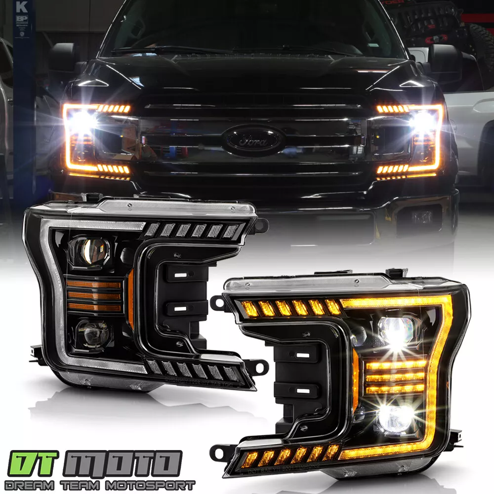 FULL LED 2018 2020 Ford F150 Amber DRL w Sequential Projector