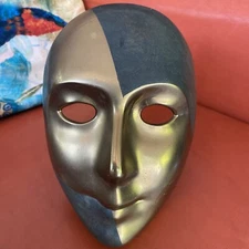 $1200 C M VOLERE ART DECO BRONZE SCULPTURE MARDI GRAS FACE VENETIAN MASK 1995