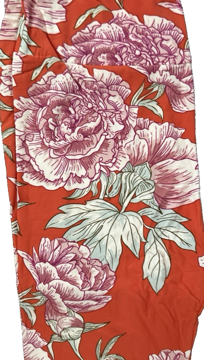 OS Lularoe Leggings Tropical Floral Orange Hawaii Size 2-10 NEW