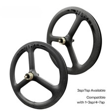 Set ruote bici da strada 16 pollici 349 3 razze fibra di carbonio freno a V mozzo cuscinetto ceramica