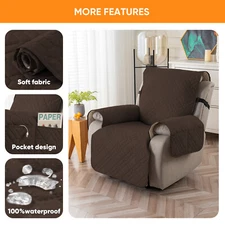 Recliner Chair Slipcover Mat Anti Slip Protect Side Pocket Armchair Throw Cover