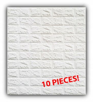 Self Adhesive, 3D, Foam, Wall Panels, Brick White,  31'' x 27.5''  10 PIECES!