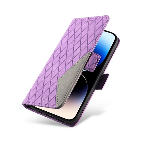 Grid Leather Wallet Stand Phone Case For iPhone 16 15 14 13 12 11 Pro Max XR 7 8 - 第 20/52 張圖片