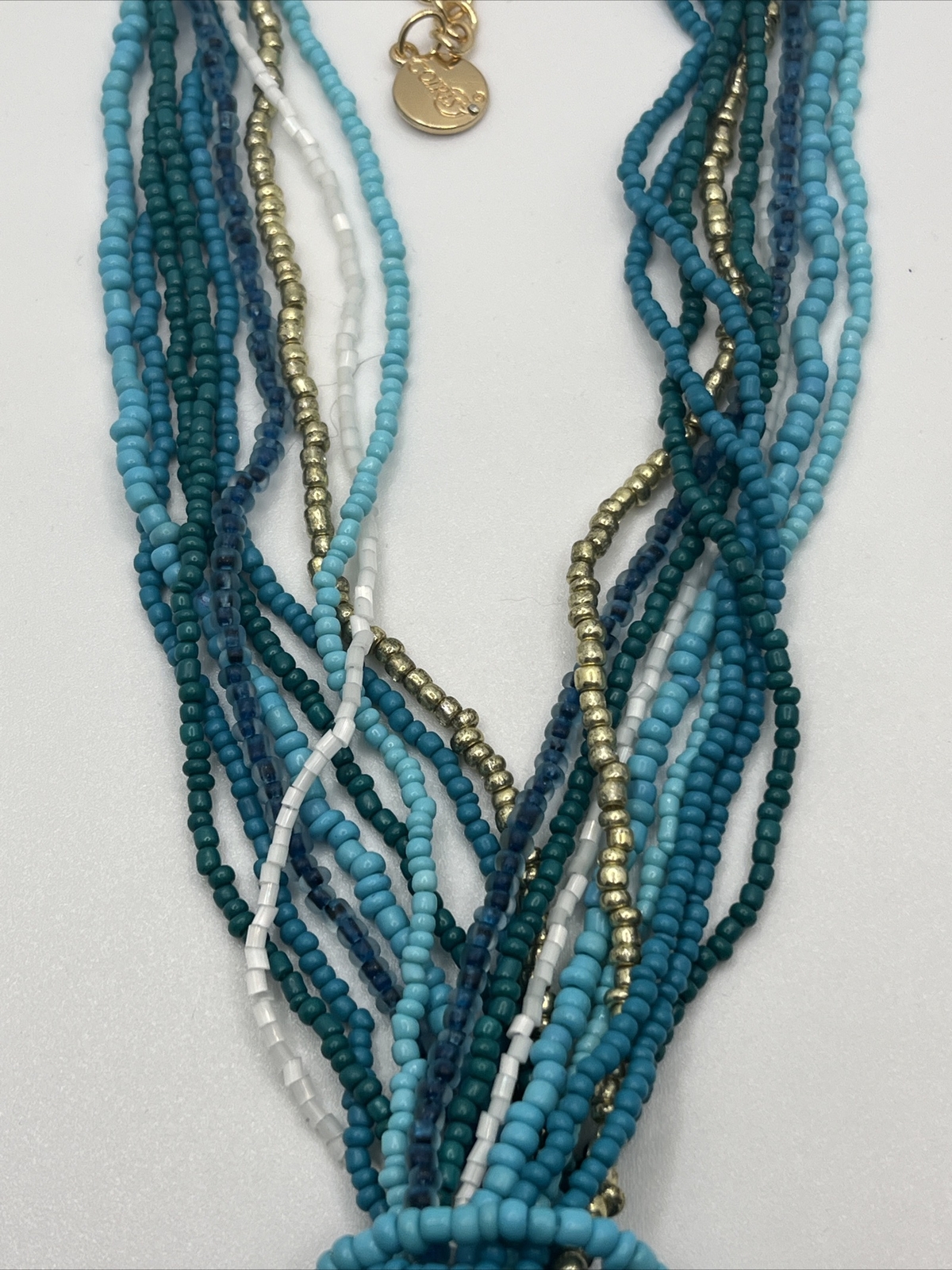 Coiris Blue Turquoise Shell Bead Multistrand Neck… - image 6
