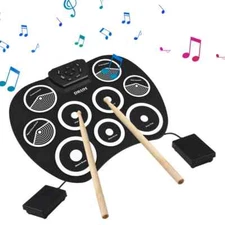 Electronic Drum Set Hand-rolled Drum 9-pad MIDI Interface with Drumsticks Pedals