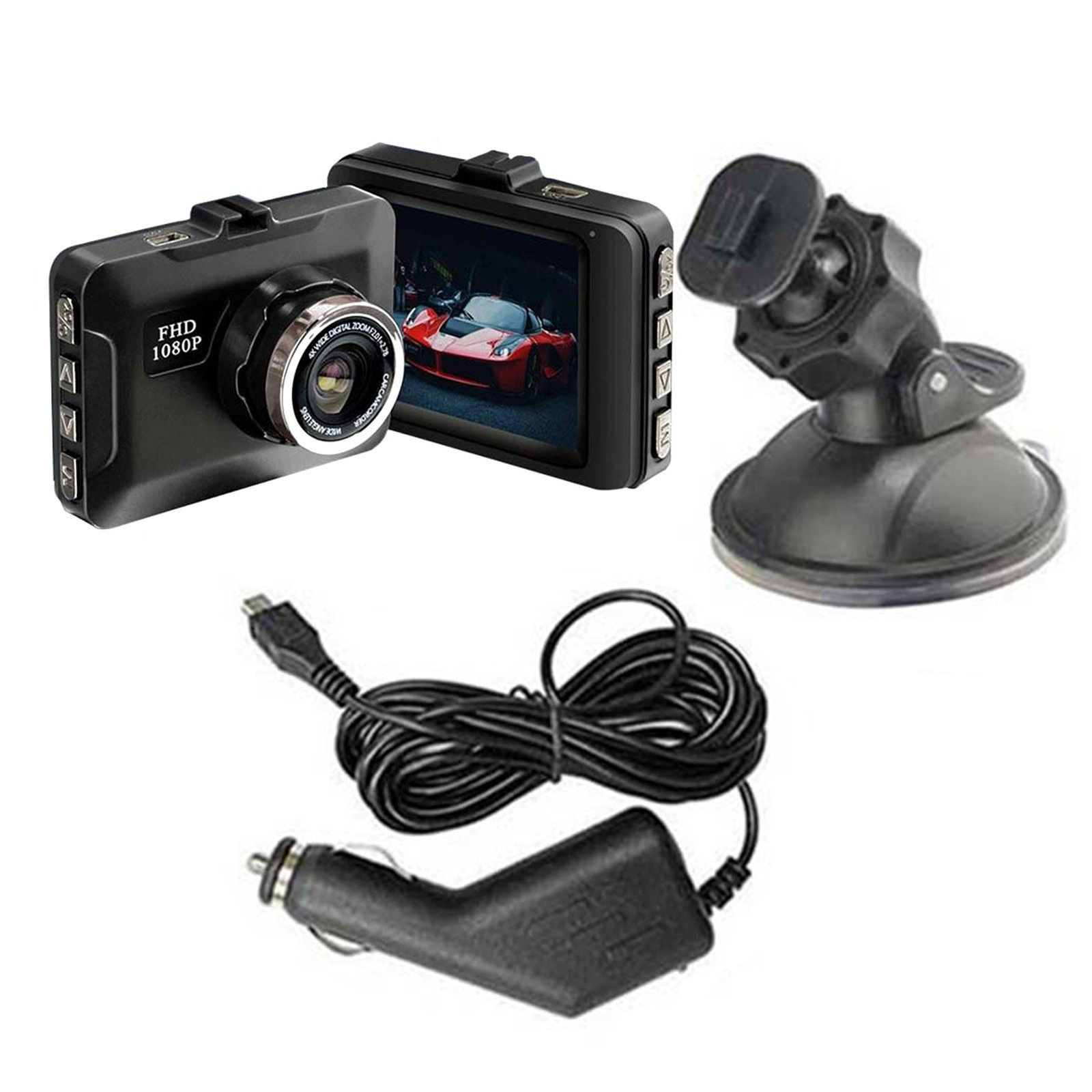 1080P Front and Rear Dash Cam with Built-in G Sensor for Car Recording-image