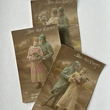 Antique RPPC Photograph Postcard WW1 French Soldier Blue Devil Sweetheart