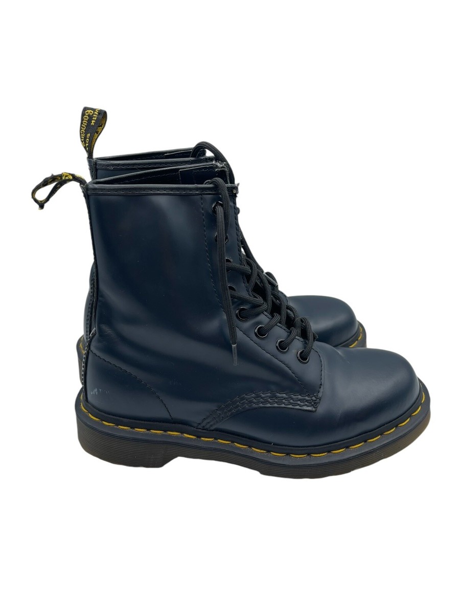 Dr. Martens Black Leather Air Wair Boots 8 Eye Lace Up Mens Size 6