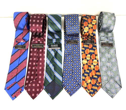Lot de cravates classiques 100 % soie Joseph A Bank Reserve pour hommes x6 Paisley géométrique - Photo 1 sur 5