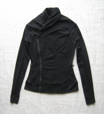 Lululemon Bhakti Yoga Jacket 8 Black Moto Long Sleeve Full Double Zip Thumbholes