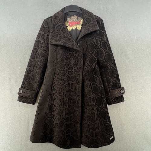 DESIGUAL Coat UK 12 Womens Dark Brown Textured Winter Autumn Smart Party EUR 40 - Picture 2 of 14