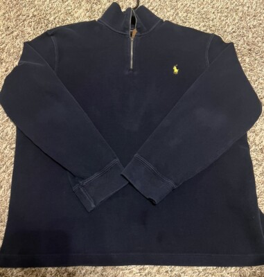 Polo Golf Ralph Lauren Mens Blue Pullover 1/4 Zip Sweater Size XL