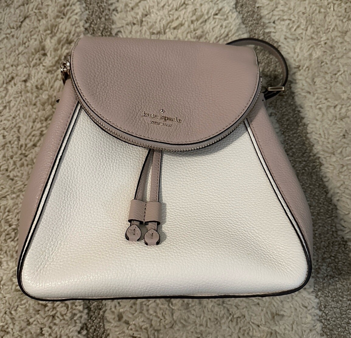 Kate Spade Leila Cream Beige Leather Medium Flap Backpack  display picture 1