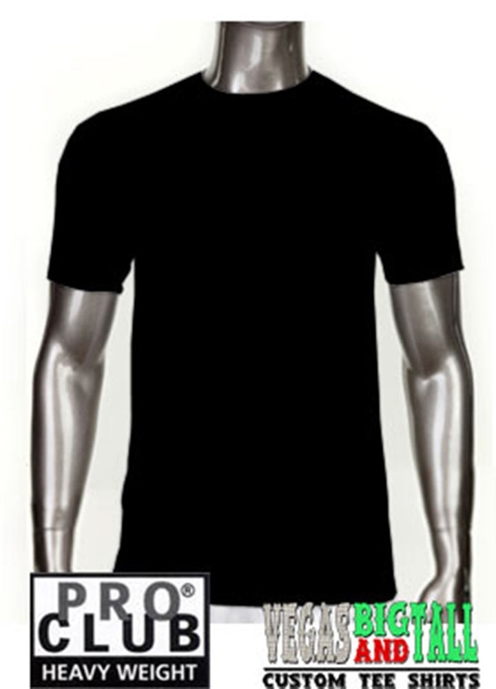 1 New Men's Pro Club Heavyweight Black Plain T-Shirt M-7XL