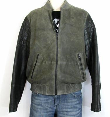 Murano Mens New $495 Genuine Leather Coat Bomber Motorcycle Jacket M Medium  Gray