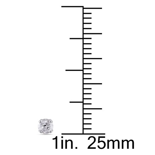 Amour 14k White Gold Men's Round 1/4 CT TW Diamond Stud Earrings - Picture 2 of 5