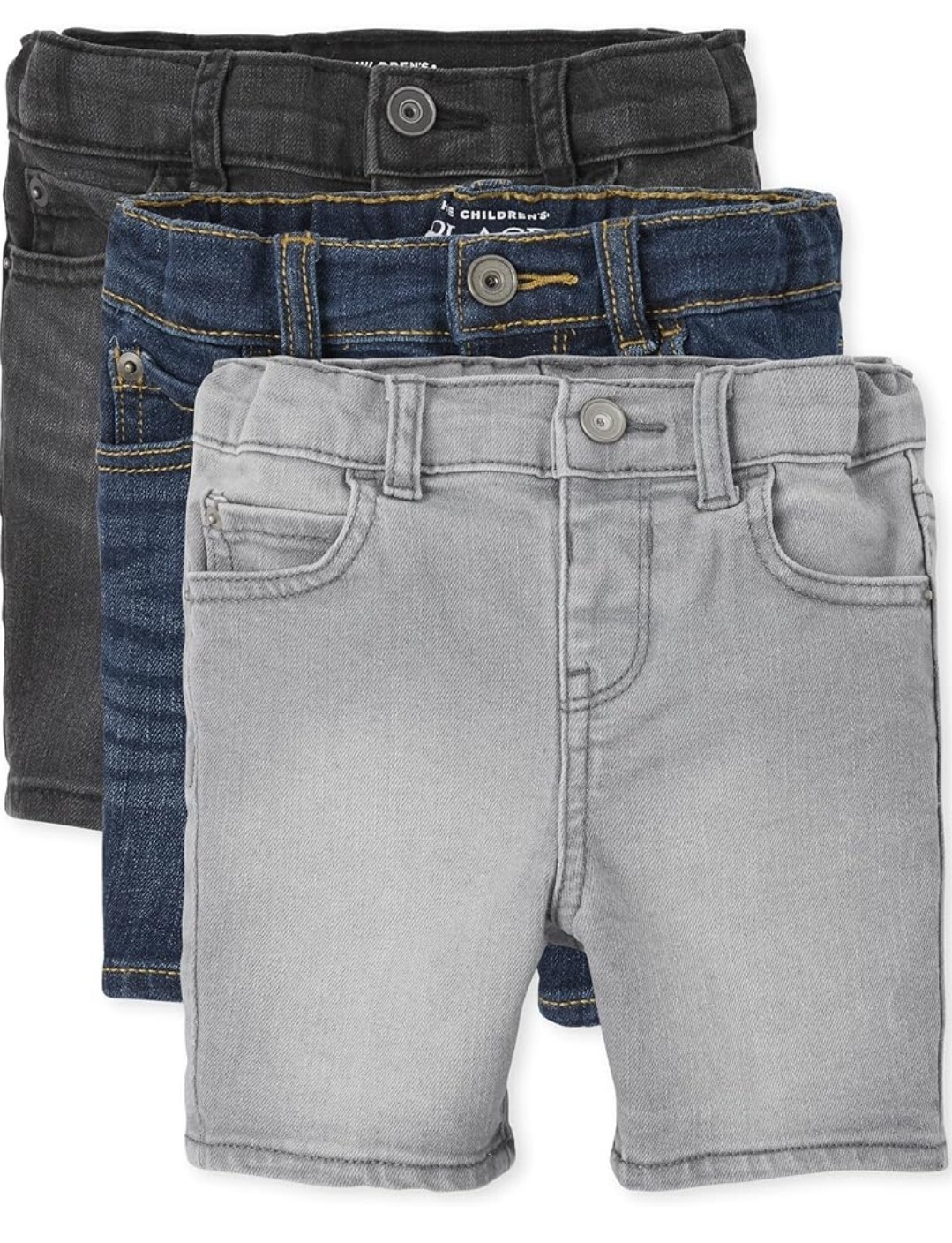 The Children's Place Toddler Boy's Denim Shorts 3Pack Blue/Gray/Black Sz. 2T NEW