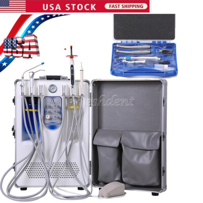 Portable Dental Mobile Delivery Unit+Curing Light+Scaler+Handpiece Kit 4 Hole