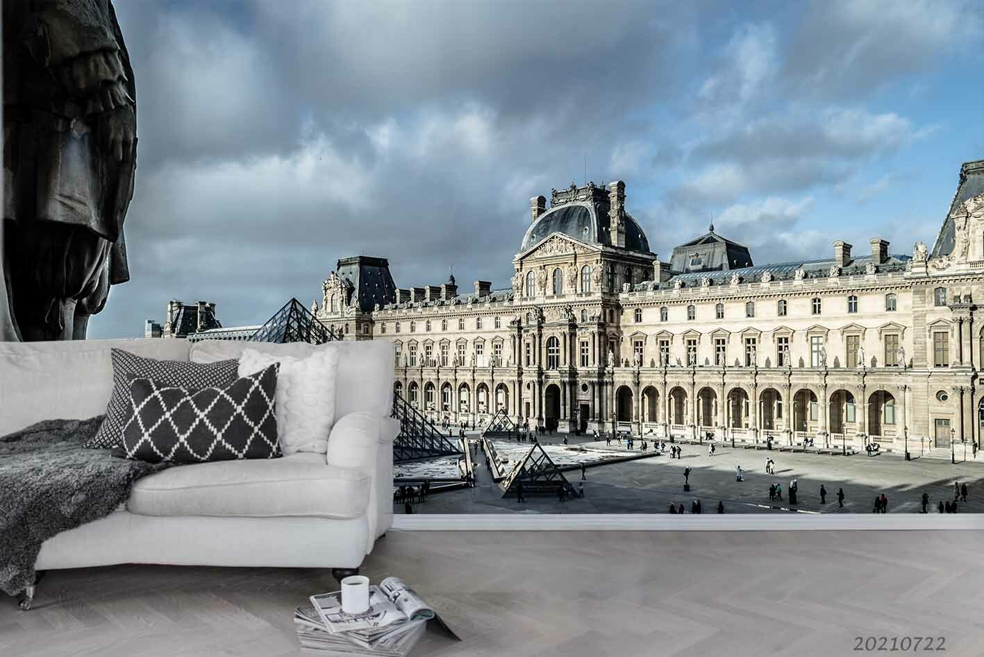 3D France Louvre Landscape Selfadhesive Removable Wallpaper Murals