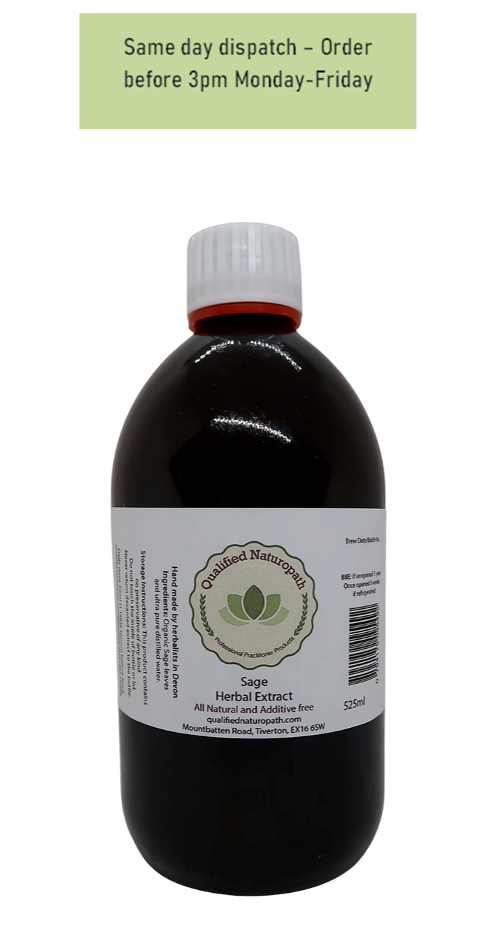 Sage Herbal Extract - 525ml - In Glass UV Resistant Bottle