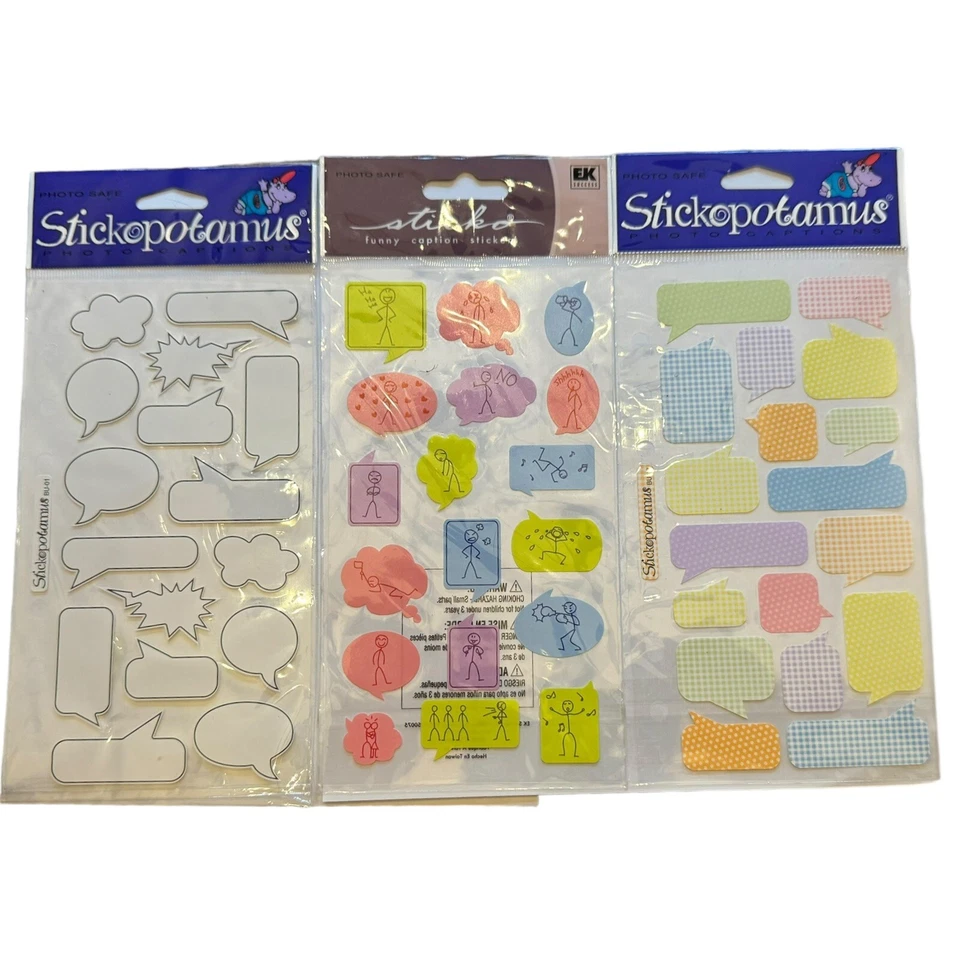 Vintage Hallmark Sticker Letters Thought Bubbles Phrases Stickopotamus Lot of 14 - Image 3 of 4