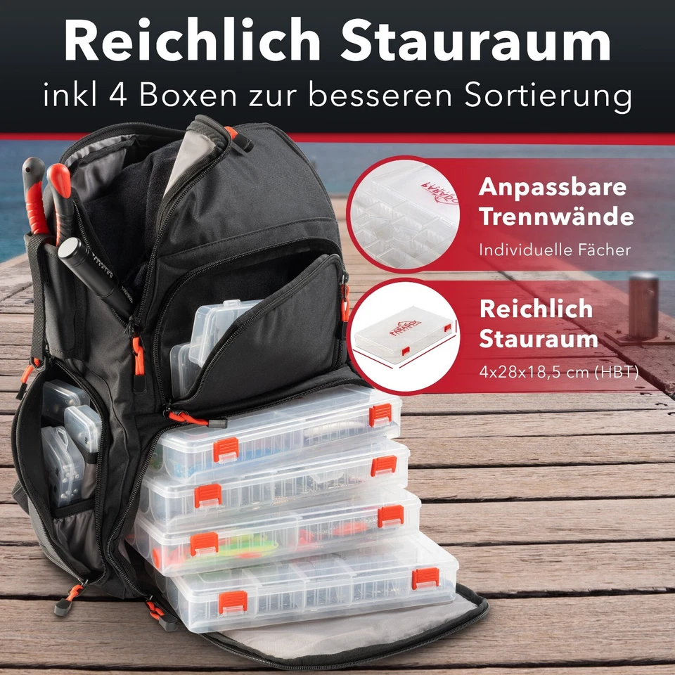 Paradox Fishing Angelrucksack mit Boxen I Angeltasche Rucksack Angeln - Bild 4 von 4