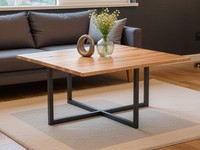 Couchtisch Wohnzimmertisch Lennard Metallgestell Massivholz Eichenholz 70X70 Cm