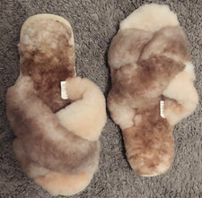 EMU Australia Mayberry Tie Dye Sheepskin Fluffy Slippers Womens Size 8 Brown