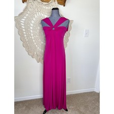 Vintage Y2K Bright Pink Stretch Jersey Cutout Maxi Dress Size Medium