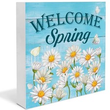 Spring Decor Welcome Spring Daisy Wooden Sign, Farmhouse Home Decorations a-20