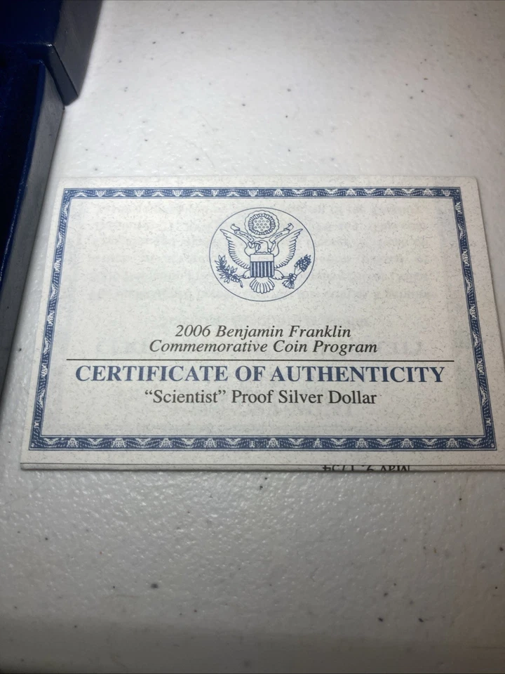2006 US Mint Benjamin Franklin Scientist Proof Silver Dollar w/ Box & COA - Image 2 of 2