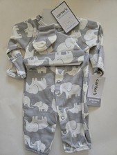 Carter's 3 Piece Preemie Sleeper To Gown Convertible Socks Cap Take Me Home Set