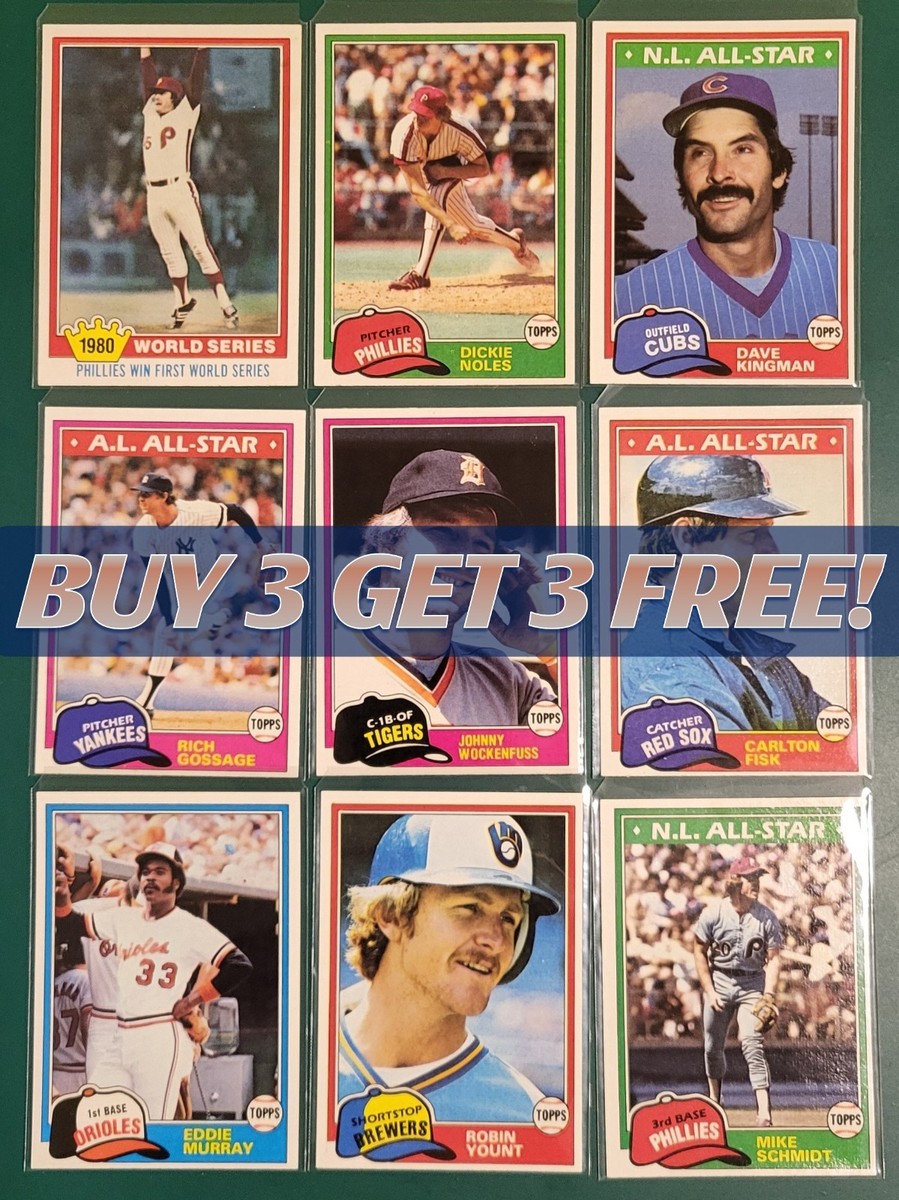 BUY 3, GET 3 FREE 1981 TOPPS BASEBALL YOU PICK #401 - #600 $0.99 Ship Unltd. Qty