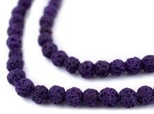 Purple Volcanic Lava Beads 6mm Round Gemstone 15 Inch Strand