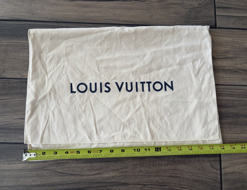 Louis Vuitton Shoe Dust Bag Beige/White w/ Black Logo, Approx. 12 in Wide