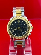 vintage Versace Chronograph Black dial With wristwatch fully working condition
