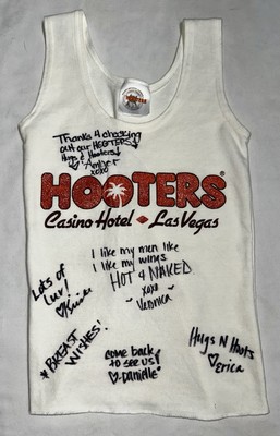 Signed Hooters Girl Sexy Authentic Uniform White Tank Las Vegas Extra Small