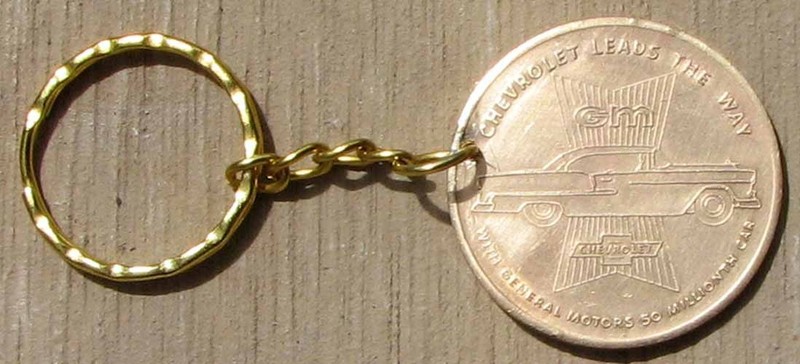 1954 CHEVROLET BRONZE ADVERTISING KEYCHAIN #BB445