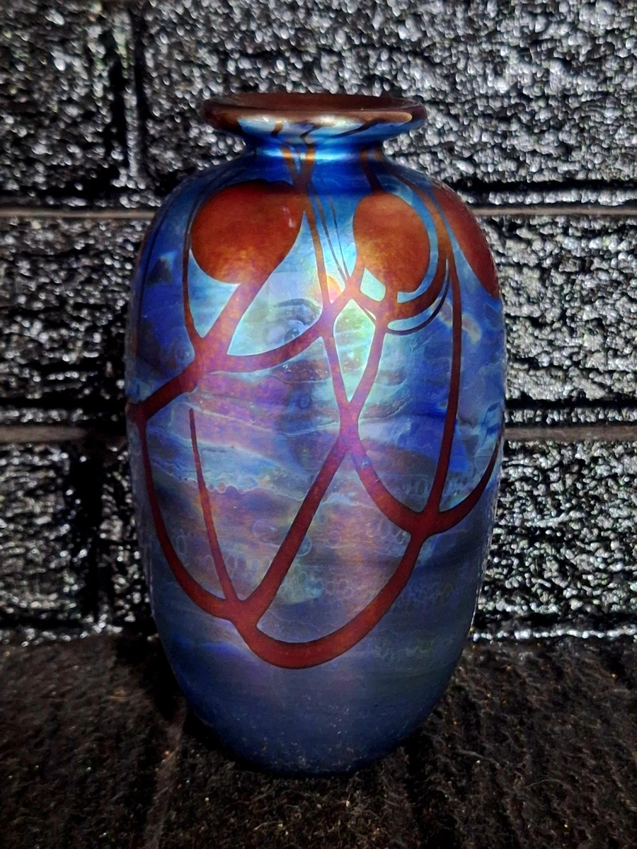 signed iridescent art glass vase products for sale | eBay