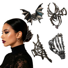 4 Pack Halloween Hair Clip Claws for Women and Girls, Large Spider Bat Claw Clip