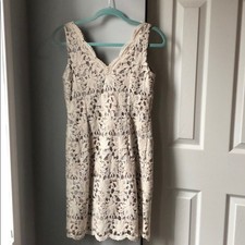 Ann Taylor Petite Cream Floral Lined Sheath Dress- 2P