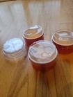 3 Red Individual Ceramic Ramekins And 6 Plastic Disposable Lids — photo 2
