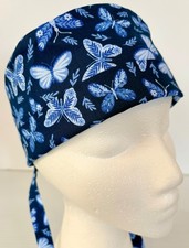 Butterfly Lined Medical Skull Scrub Cap Surgery, Veterinarian, Chef Chemo Hat