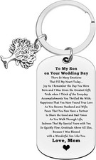 Son Wedding Gifts from Mom Engraved Keychain Gifts for Son on His Wedding Day
