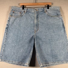 Vintage Levis 550 Mens Relaxed Fit Denim Shorts Light Wash Blue W42x10 Y2K
