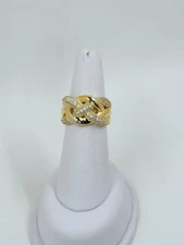 Diamonique 9/10 cttw Cubic Zirconia Braided Pave Ring, 14K Gold Plated