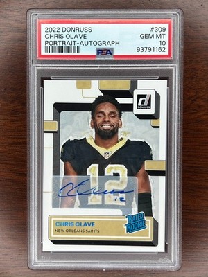 Chris Olave 2022 Panini Donruss RC Rookie #309 Portrait - Autograph /49 PSA 10